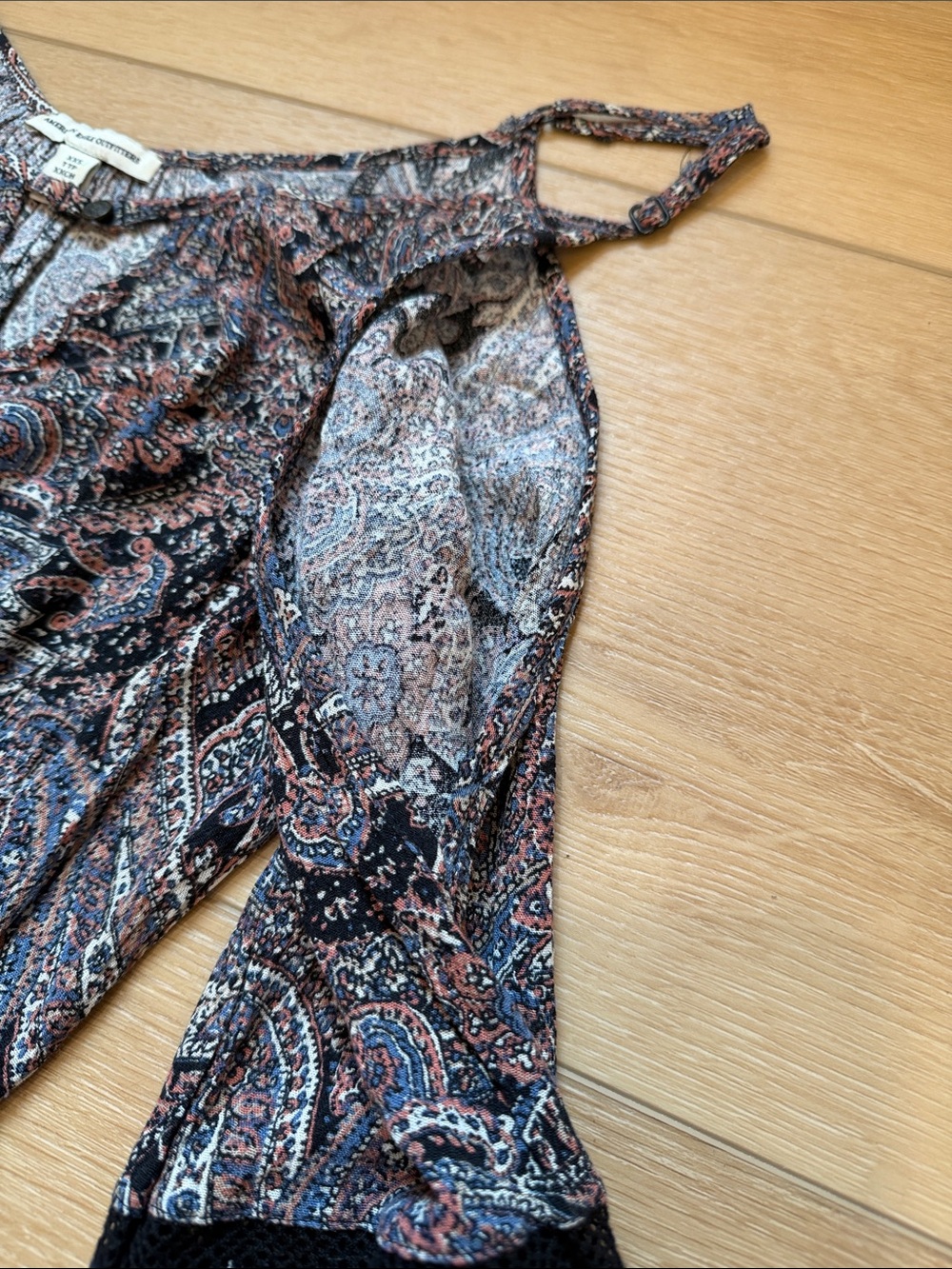 American Eagle Blue Boho Paisley Cold-Shoulder Maxi Dress - Picture 4 of 8